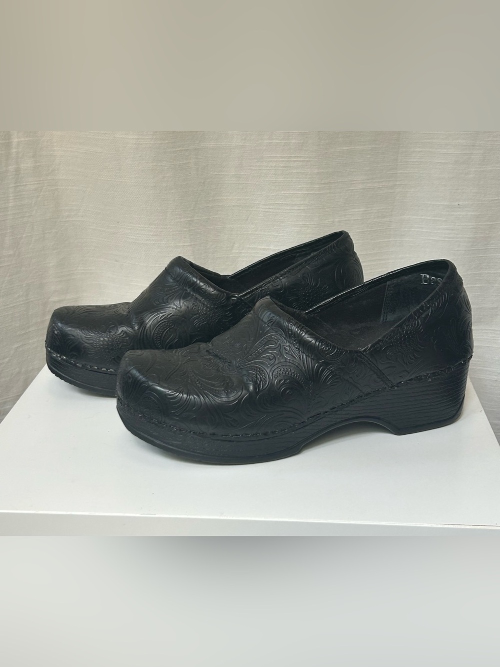 G.H. Bass Black Embossed Slip-On Clogs - Women's Comfort Shoe